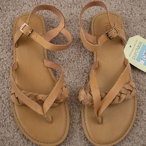 Toms Leather Lexie Sandal in Honey - NWT